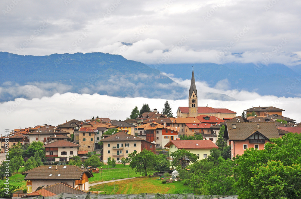 Scenic view of mountain village in italian Alps