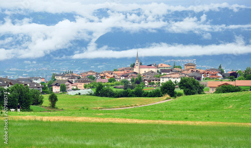 Panorama of small italian apline village