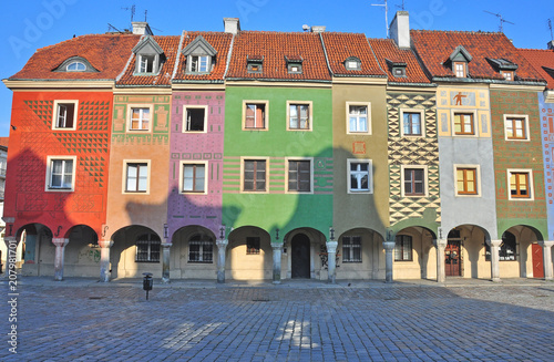 Colorful houses on main square of Poznan