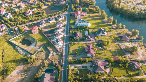 Stock aerial image of a residential neighborhood