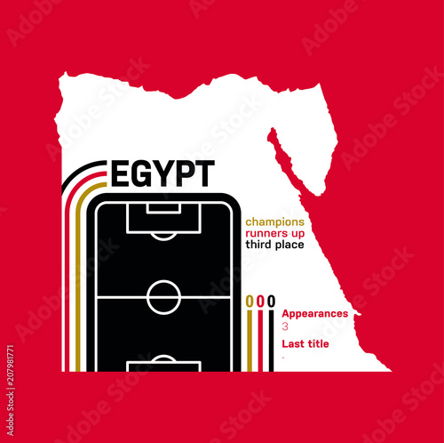 Egypt at soccer cups as of 2018 – customizable infographics with the number of medals, appearances and the year of the last title