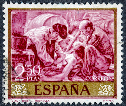 stamp printed by Spain shows And they still say painted by Sorolla