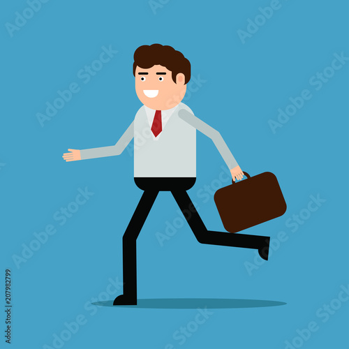 Businessman running with a diplomat