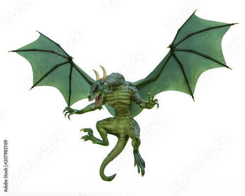 green dragon in a white background