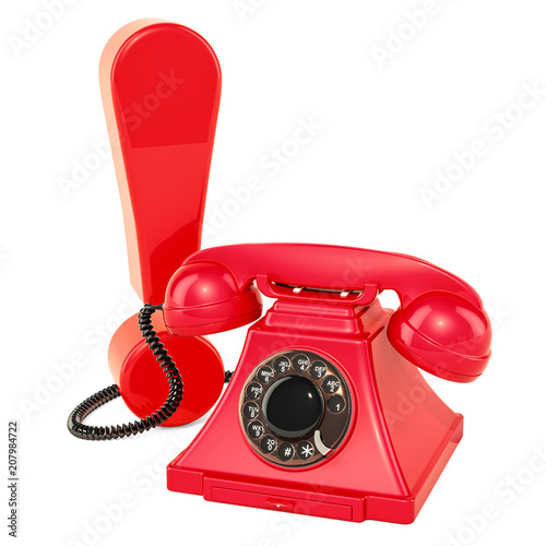Fotografie Exclamation mark with phone concept. 3D rendering