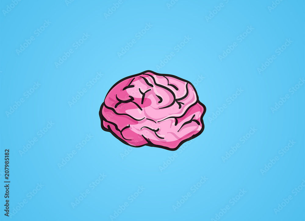 Hand drawing vector of a brain with blue background, health, fun and idea concept illustration Hand drawing vector of a brain with blue background, health, fun and idea concept illustration