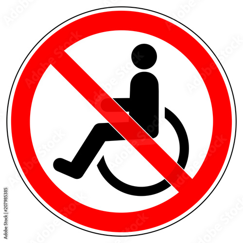 srr362 SignRoundRed - german - Verbotszeichen: Rollstuhlverbot / Rollstuhlfahrer verboten - english - not suitable for wheelchairs - xxl g6178
