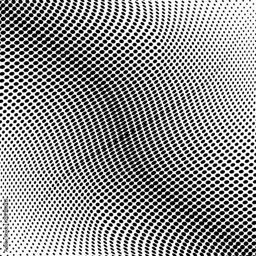 Abstract monochrome light halftone pattern. Soft curves. Vector illustration with dots. Modern polka dot background