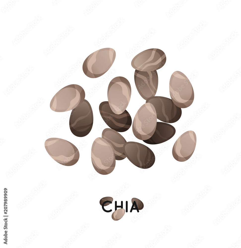 Obraz premium A handful of chia seed. Agro culture chia seeds icon. Cereals chia illustration.