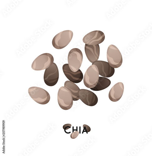 A handful of chia seed. Agro culture chia seeds icon. Cereals chia illustration.