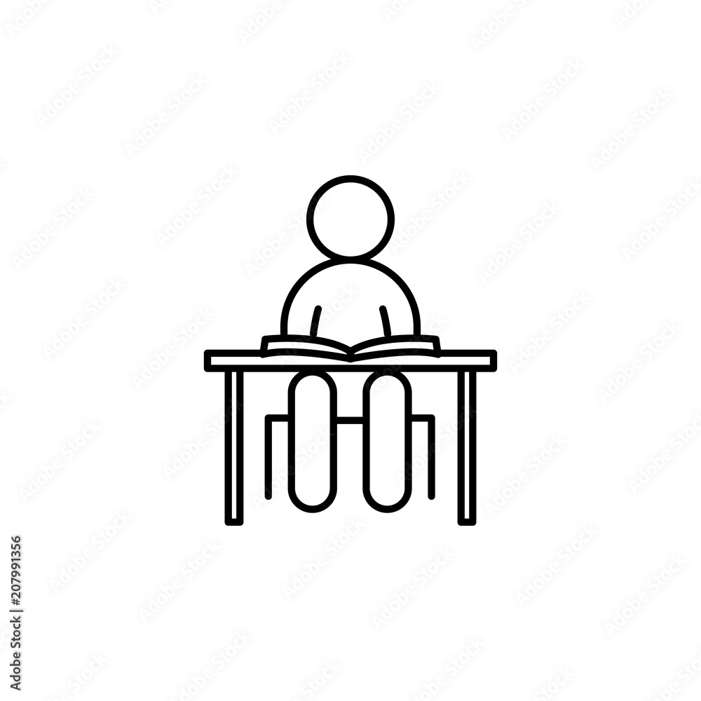 a schoolboy at a desk outline icon. Element of simple education icon for mobile concept and web apps. Thin line a schoolboy at a desk outline icon can be used for web and mobile a schoolboy at a desk outline icon. Element of simple education icon for mobile concept and web apps. Thin line a schoolboy at a desk outline icon can be used for web and mobile