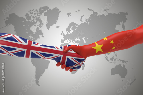 Photography UK and China Handshake Bilateral talks 3D render