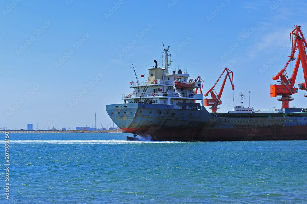 Port crane bridge and bulk carrier