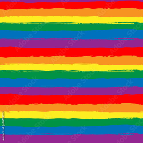 Rainbow striped seamless pattern, LGBT flag against homosexual discrimination. Grunge rainbow repeating background, Hand-drawn colorful stripes. Vector Art illustration