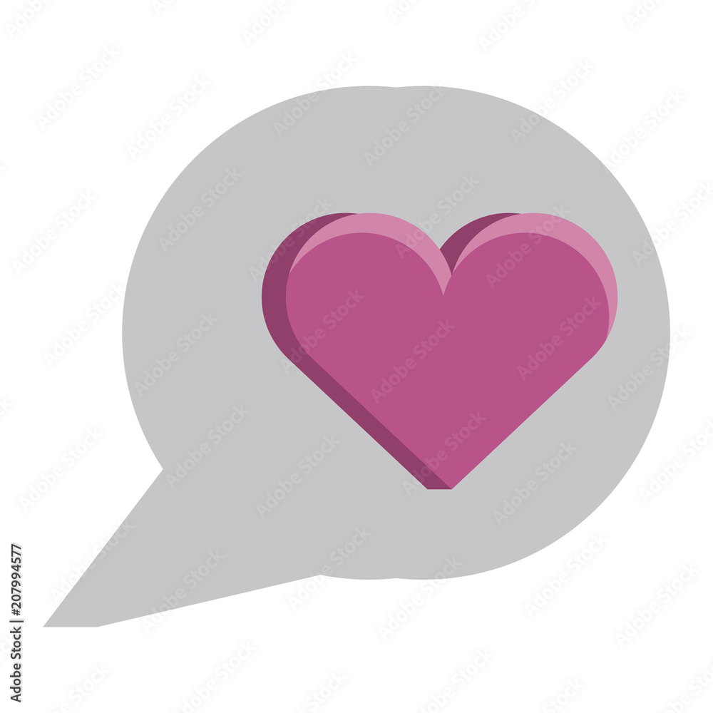 Speech bubble with heart icon over white background, colorful design. vector illustration Speech bubble with heart icon over white background, colorful design. vector illustration