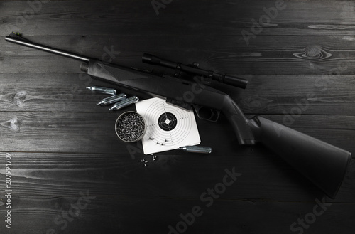 air rifle on co2 and ammunition and shields