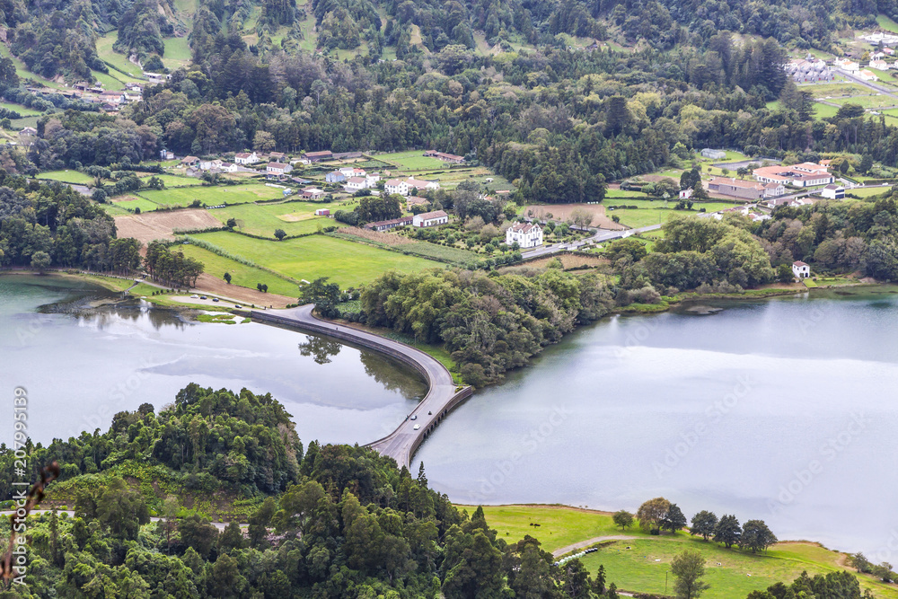 Lake of Sete Cidades on Sao Miguel island, Azores, Portugal Lake of Sete Cidades on Sao Miguel island, Azores, Portugal