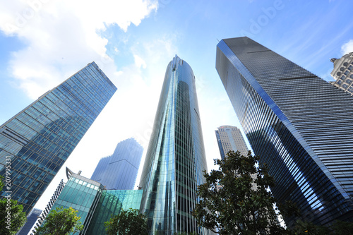 Shanghai world financial center skyscrapers in lujiazui group © qiujusong