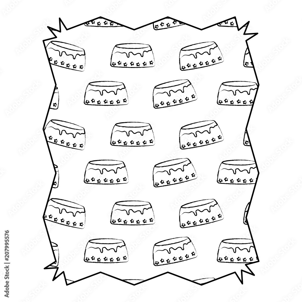 Fototapeta premium abstract frame with Birthday cake pattern over white background, vector illustration