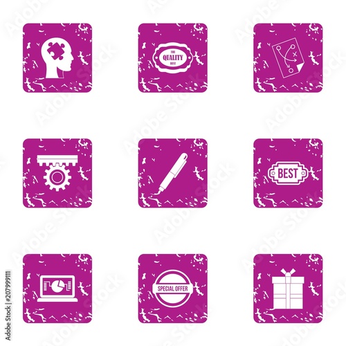 Brilliant concept icons set. Grunge set of 9 brilliant concept vector icons for web isolated on white background