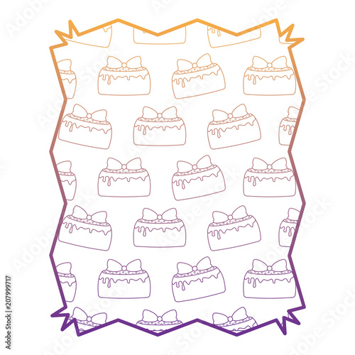 abstract frame with cakes with candles pattern over white background, vector illustration