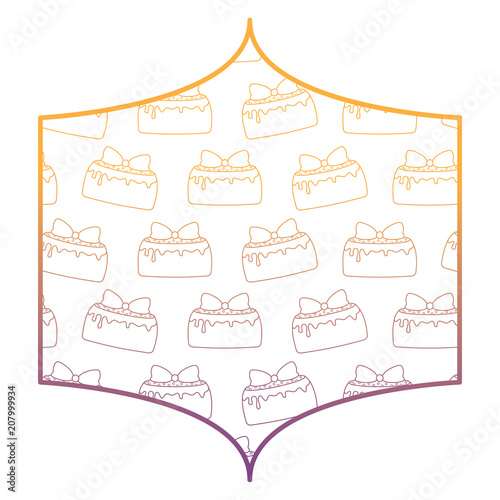 decorative frame with cakes with candles pattern over white background, vector illustration