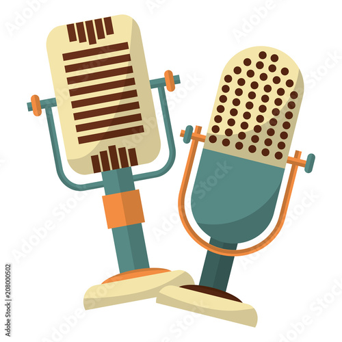 microphones music retro style vector illustration design