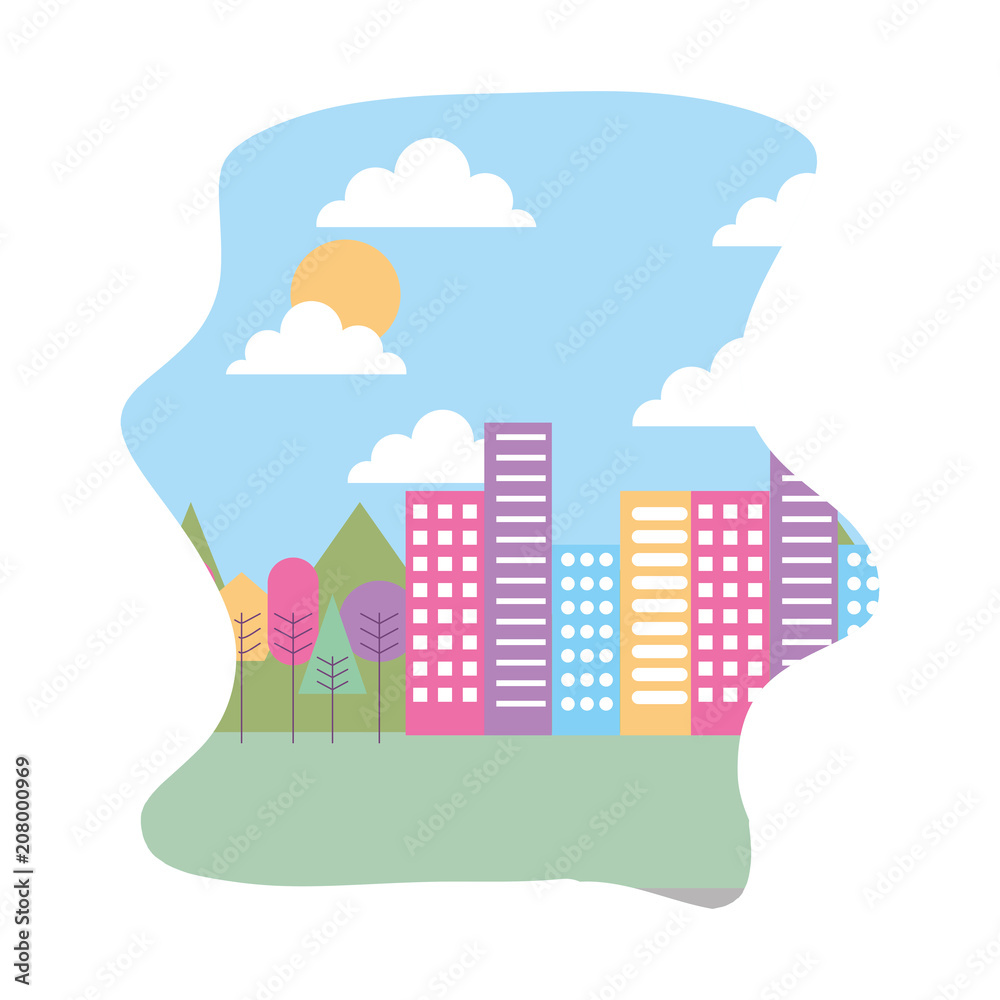 Obraz premium park landscape scene icon vector illustration design