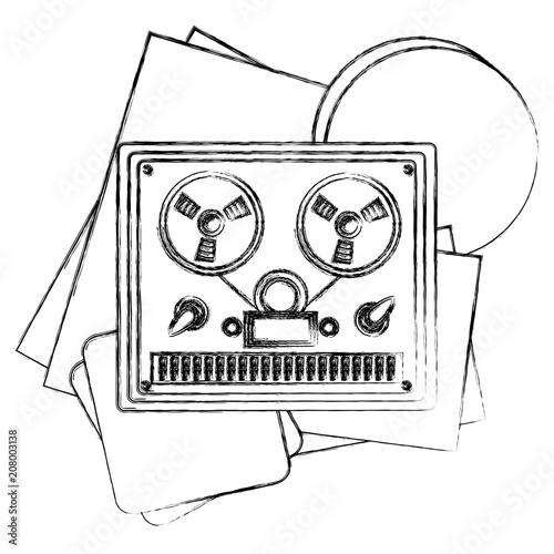 reel to reel tape recorder retro vintage vector illustration