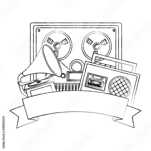 reel to reel tape recorder retro vintage vector illustration
