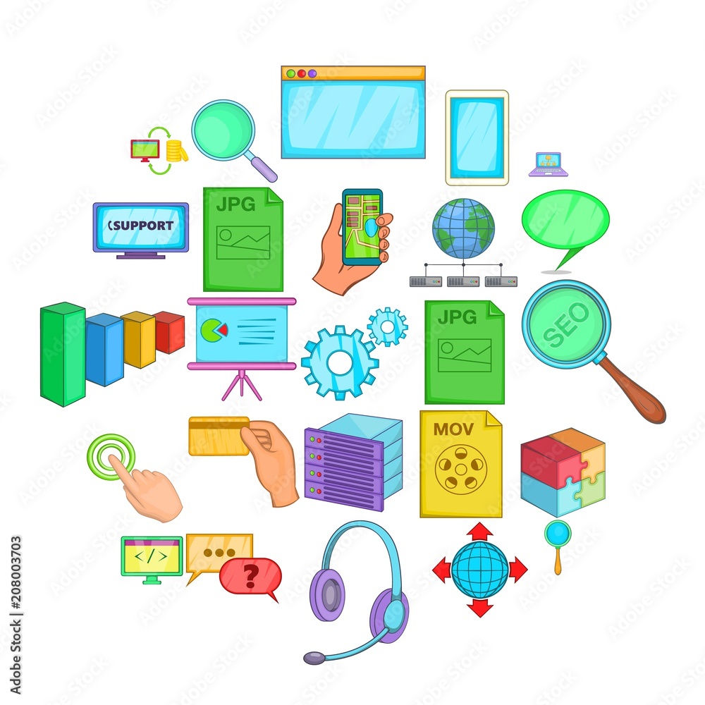SEO expert icons set. Cartoon set of 25 seo expert vector icons for web isolated on white background