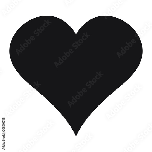 Black heart icon, love vector