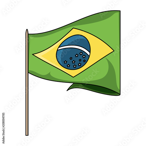 brazilian flag icon over white background, vector illustration