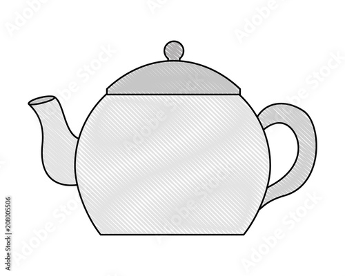 teapot porcelain utensil kitchenware traditional vector illustration drawing