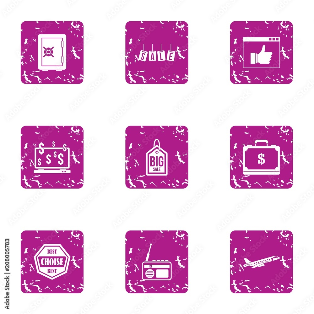 Disposal icons set. Grunge set of 9 disposal vector icons for web isolated on white background