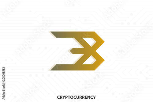 New bitcoin logo on blockchain technology background.