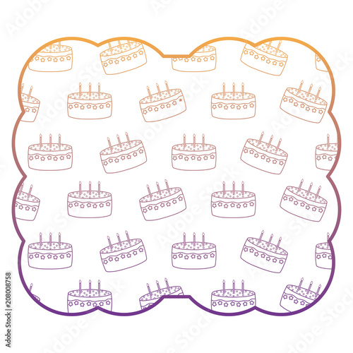 decorative frame with Birthday cake pattern over white background, vector illustration