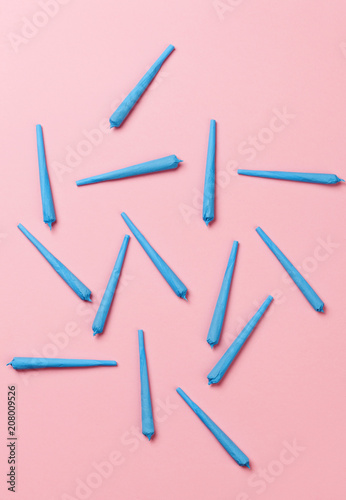 Blue Joints Array on Pink Background photo