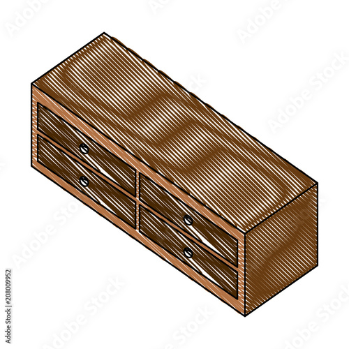 wooden cabinet isometric icon vector illustration design