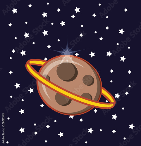 saturn icon over space background, colorful design. vector illustration