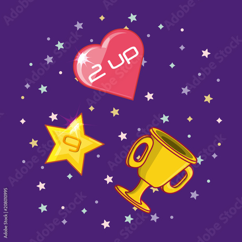 video game related icons over purple background  colorful design. vector illustration