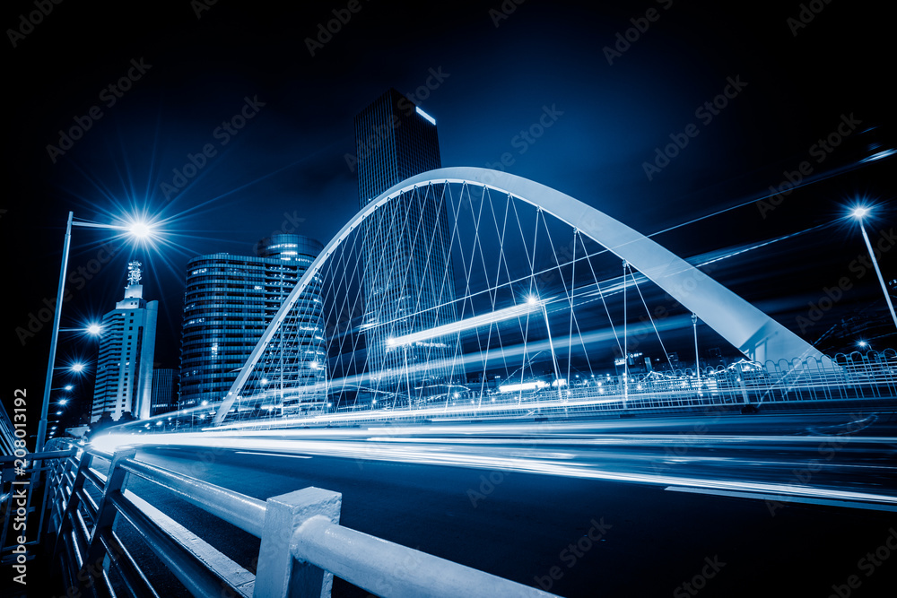 Obraz premium bridge road landscape at night,China.