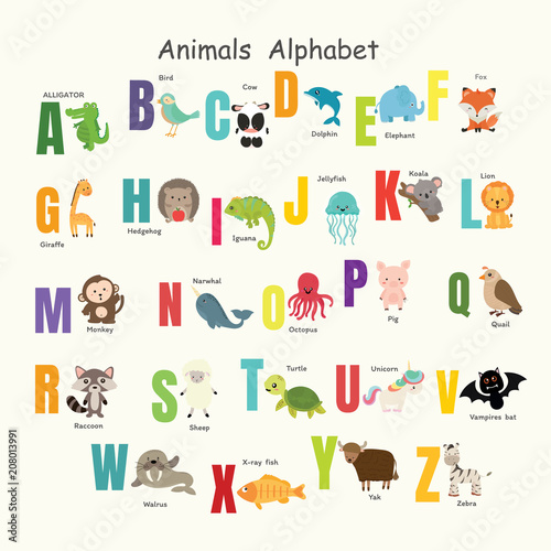 set of cute animal alphabet.