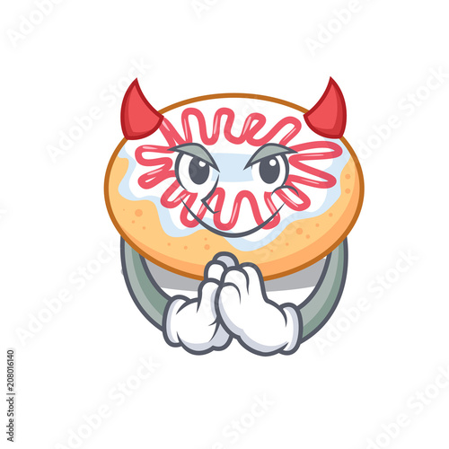 Devil jelly donut mascot cartoon