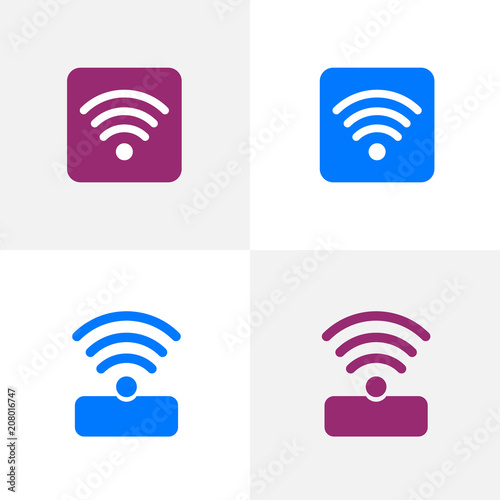 Free public wifi connection for a laptop or mobile device. Free wi-fi icons and wifi applications