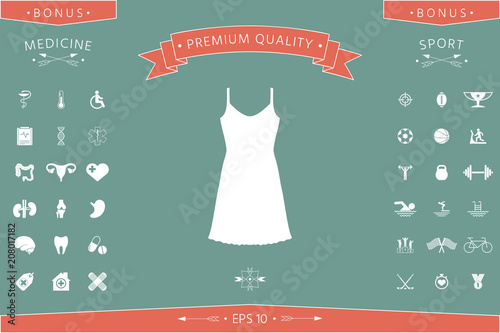 Sundress, Evening dress, combination or nightie, the silhouette. Menu item in the web design