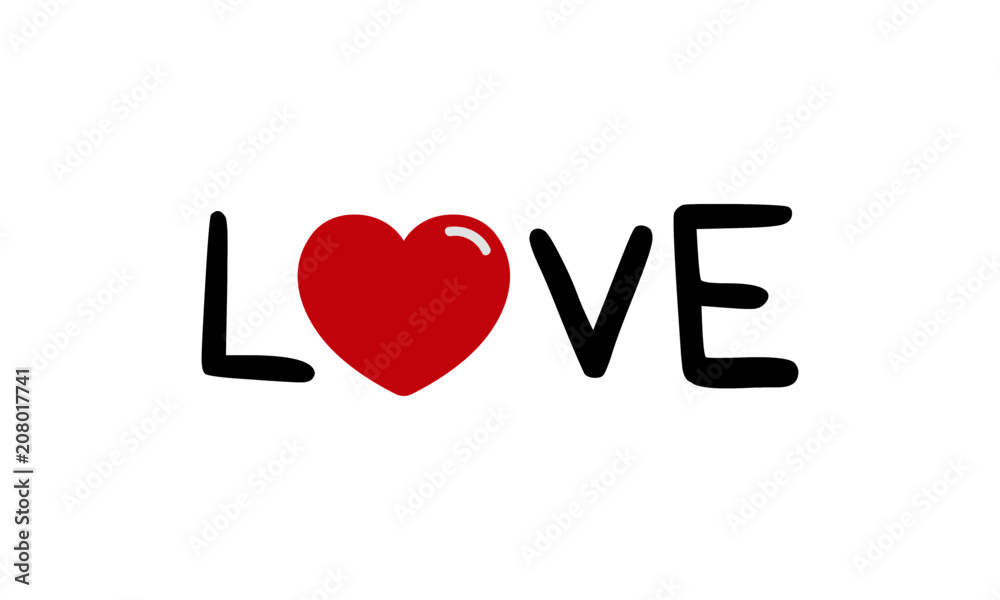 Love Typography with Heart Icon Love Typography with Heart Icon