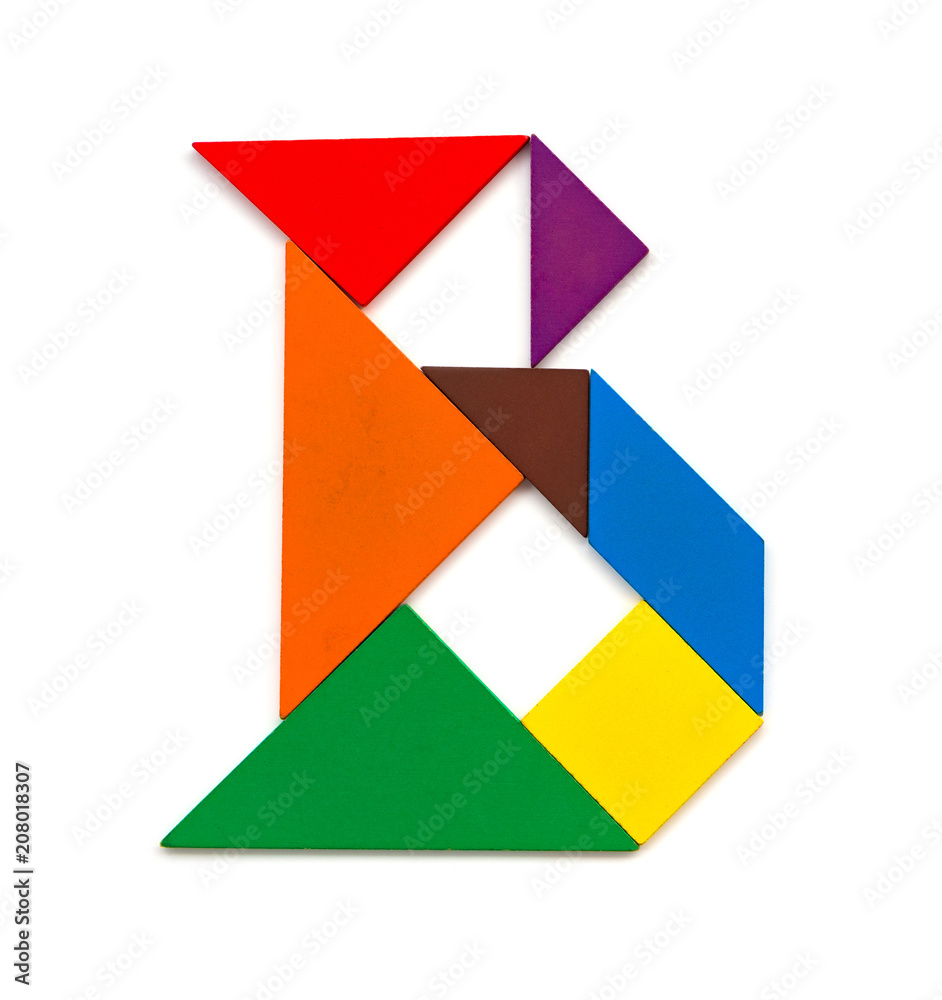 tangram shaped like a letter B on white background