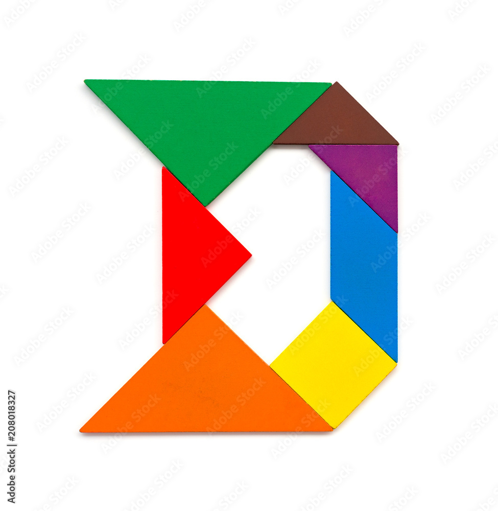 tangram shaped like a letter D on white background tangram shaped like a letter D on white background