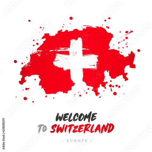 Welcome to Switzerland. Flag and map of the country